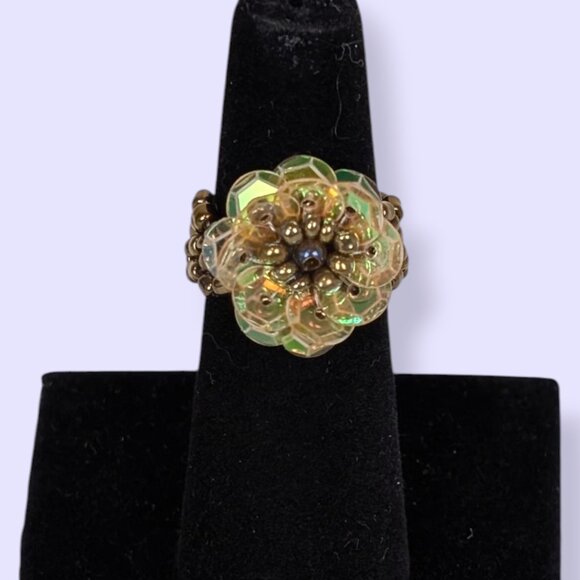 (2/$20) Iridescent Sequin Floral Stretch Ring - Picture 2 of 6